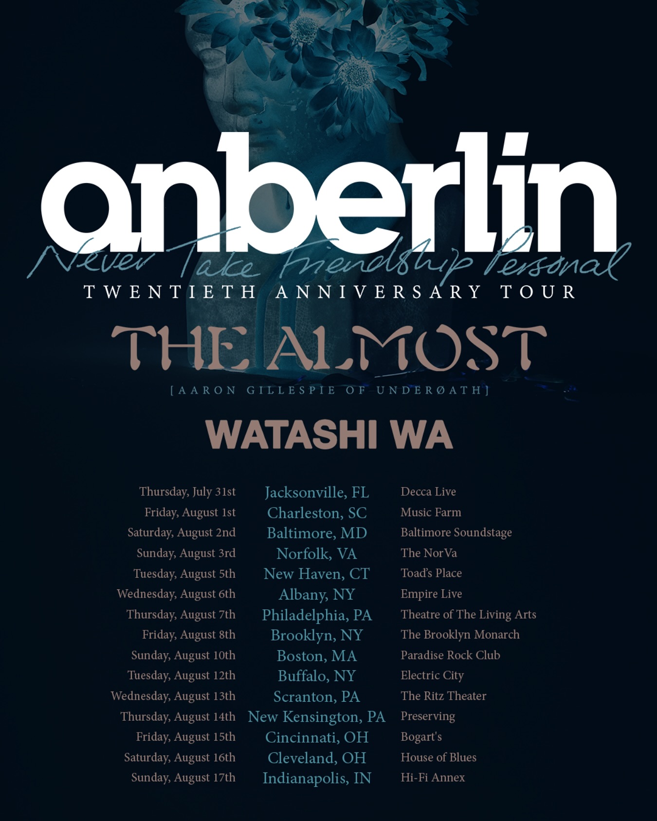 The Almost Never Take Friendship Personal Twentieth Anniversary Tour Poster 2025